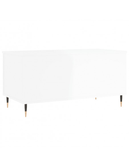Tavolino Salotto Bianco Lucido 90x44,5x45 cm Legno Multistrato