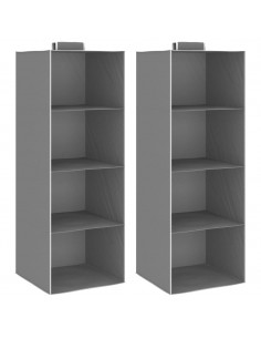 Organizer per Armadio da Appendere con 4 Ripiani 2 pz Tessuto 2