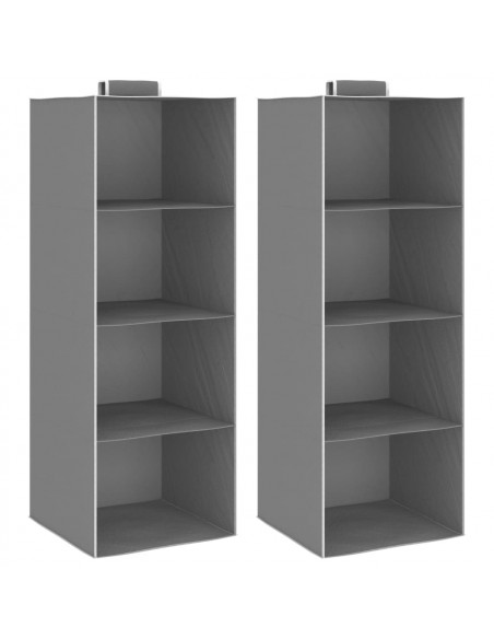 Organizer per Armadio da Appendere con 4 Ripiani 2 pz Tessuto