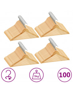 Set Appendiabiti 100 pz Antiscivolo in Legno Massello 2