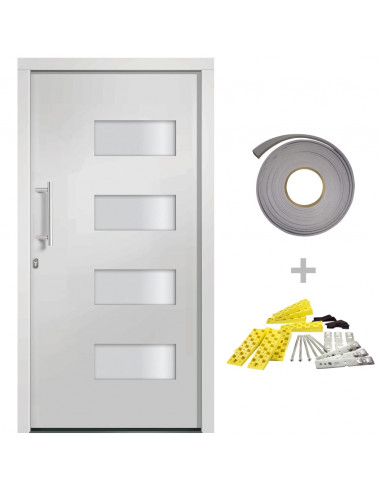 Porta d'Ingresso in Alluminio e PVC Bianco 100x210 cm