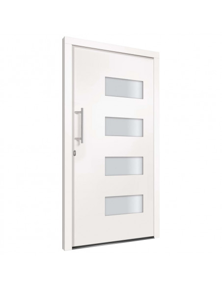 Porta d'Ingresso in Alluminio e PVC Bianco 100x210 cm