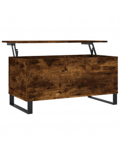 Tavolino da Salotto Rovere Fumo 90x44,5x45 cm Legno Multistrato 2