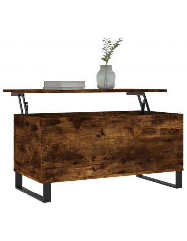 Tavolino da Salotto Rovere Fumo 90x44,5x45 cm Legno Multistrato