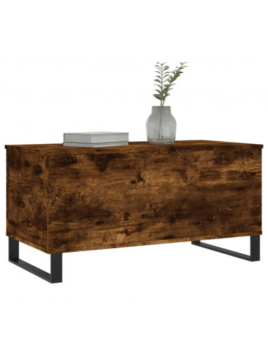 Tavolino da Salotto Rovere Fumo 90x44,5x45 cm Legno Multistrato
