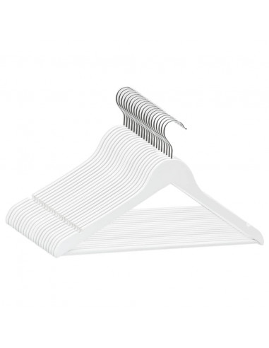 Set Appendiabiti 20 pz Antiscivolo Bianchi in Legno Massello