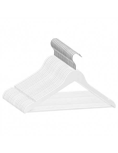 Set Appendiabiti 20 pz Antiscivolo Bianchi in Legno Massello