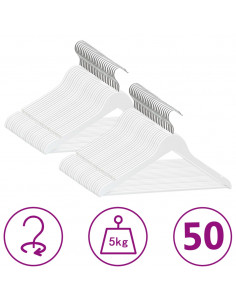 Set Appendiabiti 50 pz Antiscivolo Bianchi in Legno Massello 2