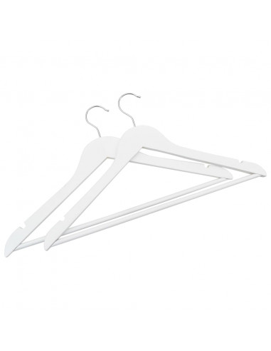 Set Appendiabiti 50 pz Antiscivolo Bianchi in Legno Massello