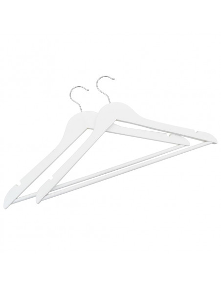 Set Appendiabiti 50 pz Antiscivolo Bianchi in Legno Massello