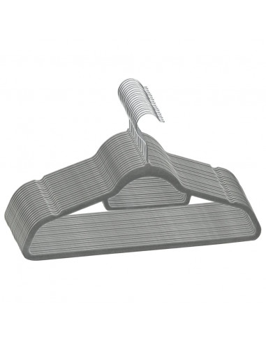 Set Appendiabiti 20 pz Antiscivolo Grigio in Velluto