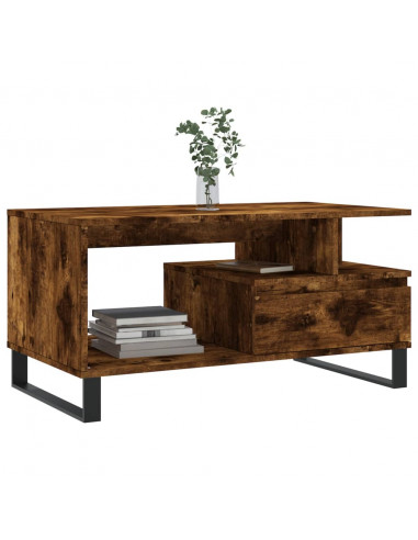 Tavolino da Salotto Rovere Fumo 90x49x45 cm Legno Multistrato