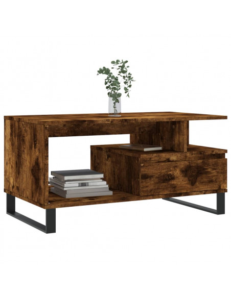 Tavolino da Salotto Rovere Fumo 90x49x45 cm Legno Multistrato