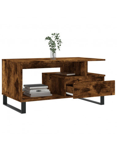 Tavolino da Salotto Rovere Fumo 90x49x45 cm Legno Multistrato