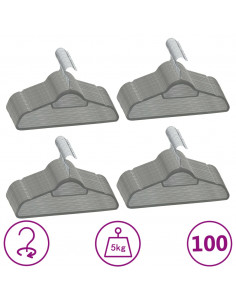 Set Appendiabiti 100 pz Antiscivolo Grigio in Velluto 2