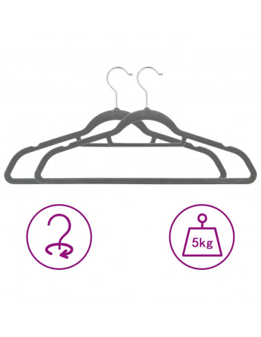 Set Appendiabiti 100 pz Antiscivolo Grigio in Velluto