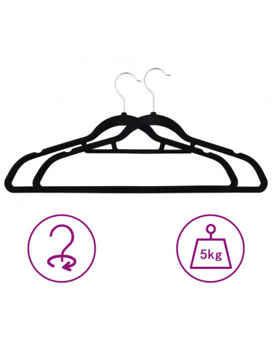 Set Appendiabiti 20 pz Antiscivolo Nero in Velluto