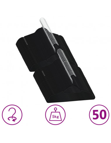Set Appendiabiti 50 pz Antiscivolo Nero in Velluto
