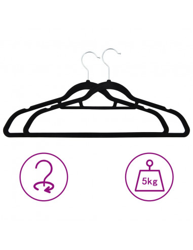 Set Appendiabiti 50 pz Antiscivolo Nero in Velluto