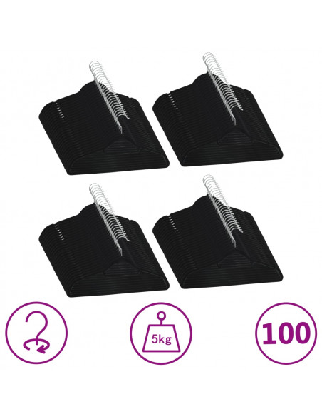 Set Appendiabiti 100 pz Antiscivolo Nero in Velluto