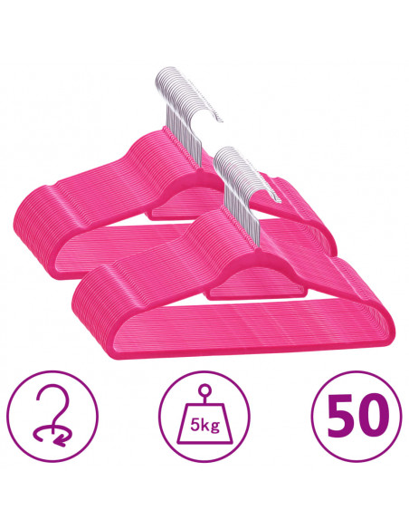 Set Appendiabiti 50 pz Antiscivolo Rosa in Velluto