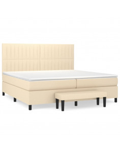 Giroletto a Molle con Materasso Crema 200x200 cm in Tessuto 2