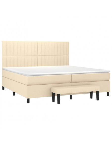 Giroletto a Molle con Materasso Crema 200x200 cm in Tessuto