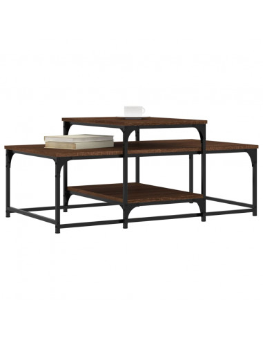 Tavolino Salotto Rovere Marrone 102x60x45cm Legno Multistrato