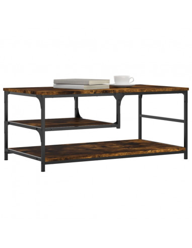 Tavolino da Salotto Rovere Fumo 90x49x40 cm Legno Multistrato