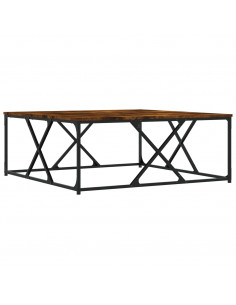 Tavolino da Salotto Rovere Fumo 100x100x40 cm Legno Multistrato 2