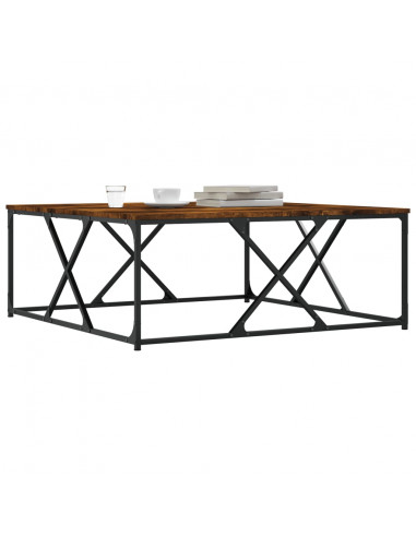 Tavolino da Salotto Rovere Fumo 100x100x40 cm Legno Multistrato