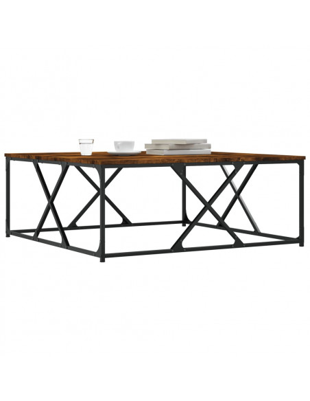 Tavolino da Salotto Rovere Fumo 100x100x40 cm Legno Multistrato