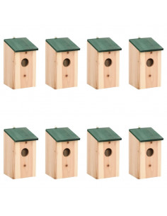 Casette per gli Uccelli 8 pz in Legno 12x12x22 cm 2