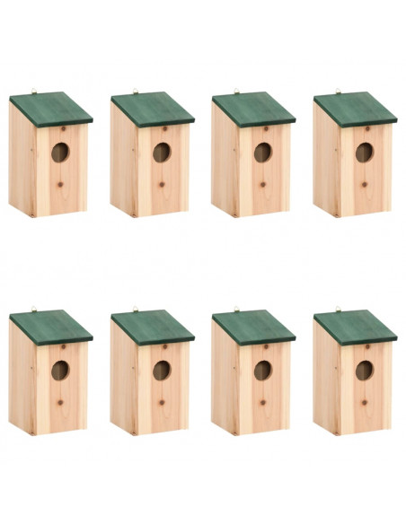 Casette per gli Uccelli 8 pz in Legno 12x12x22 cm