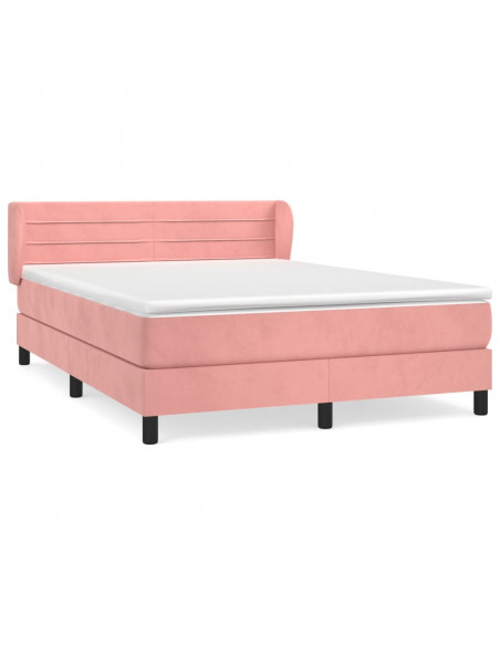 Giroletto a Molle con Materasso Rosa 140x190 cm in Velluto