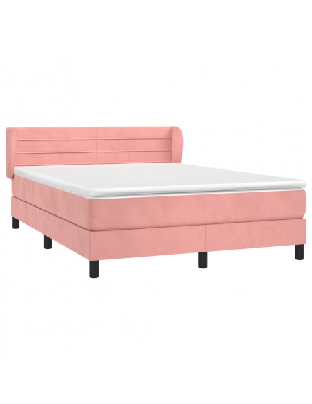 Giroletto a Molle con Materasso Rosa 140x190 cm in Velluto