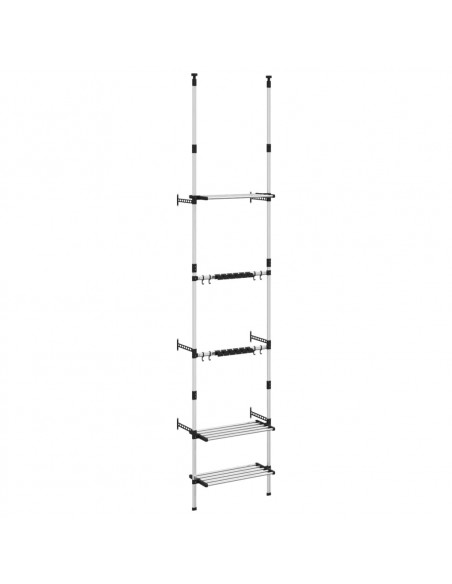 Rastrelliera Telescopica Giardino 3 Ripiani Argento Alluminio
