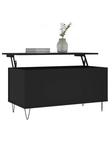 Tavolino da Salotto Nero 90x44,5x45 cm in Legno Multistrato