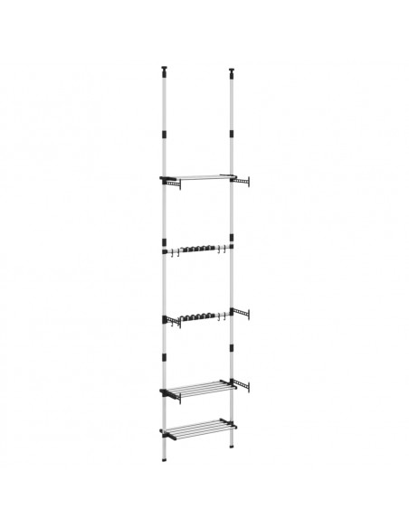 Rastrelliera Telescopica Giardino 3 Ripiani Argento Alluminio