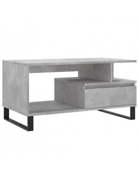 Tavolino Salotto Grigio Cemento 90x49x45 cm Legno Multistrato