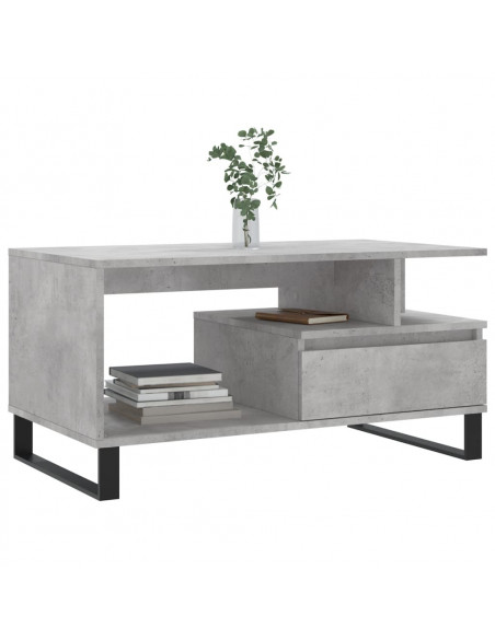 Tavolino Salotto Grigio Cemento 90x49x45 cm Legno Multistrato