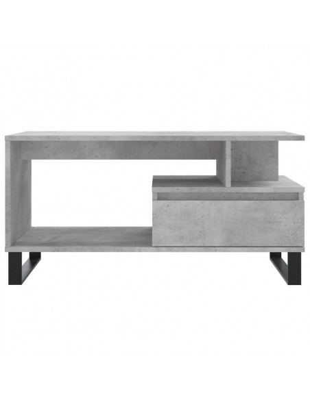 Tavolino Salotto Grigio Cemento 90x49x45 cm Legno Multistrato