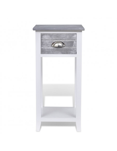 Comodino con 1 Cassetto Grigio e Bianco
