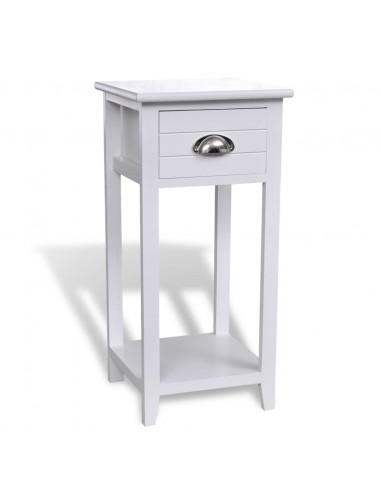 Comodino con 1 Cassetto Bianco