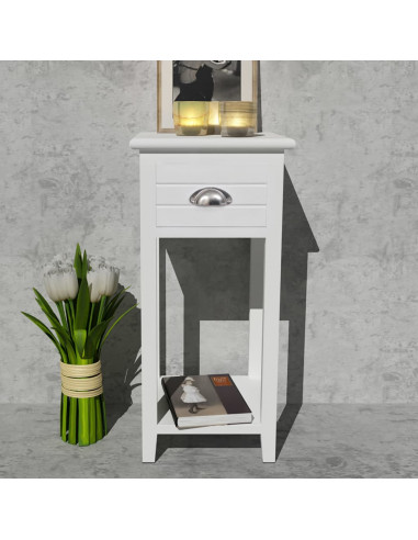 Comodino con 1 Cassetto Bianco