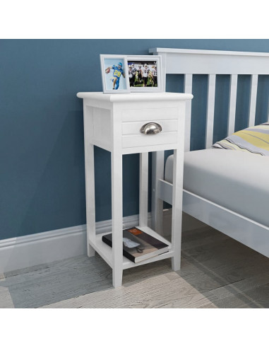 Comodino con 1 Cassetto Bianco