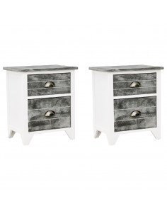 Comodini Set 2 pz con 2 Cassetti Grigio e Bianco 2