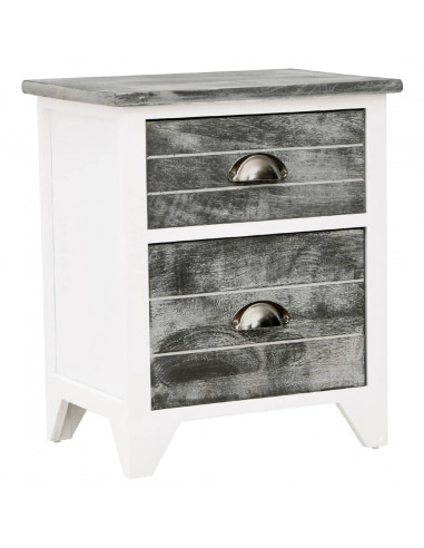 Comodini Set 2 pz con 2 Cassetti Grigio e Bianco