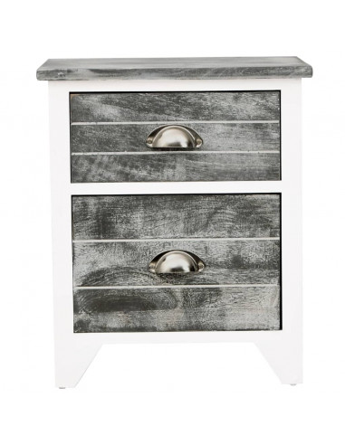 Comodini Set 2 pz con 2 Cassetti Grigio e Bianco