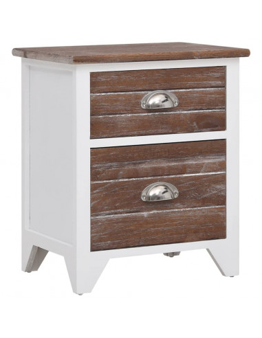 Comodini Set 2 pz con 2 Cassetti Marrone e Bianco